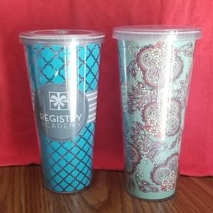 Two reusable cold drink cups.